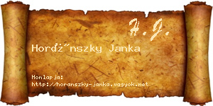 Horánszky Janka névjegykártya